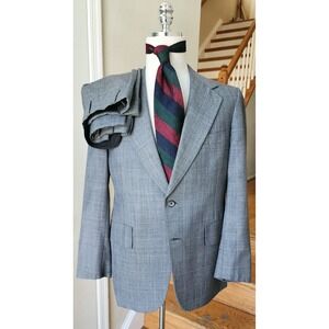 Vtg 1974 Hart Schaffner Marx Gray Plaid Wool Mens Suit  Pants 42R Pant 32x31